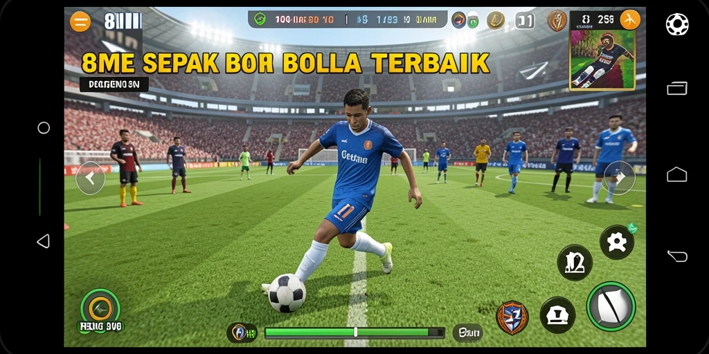 Tampilan gameplay menegangkan saat pertandingan sepak bola berlangsung.