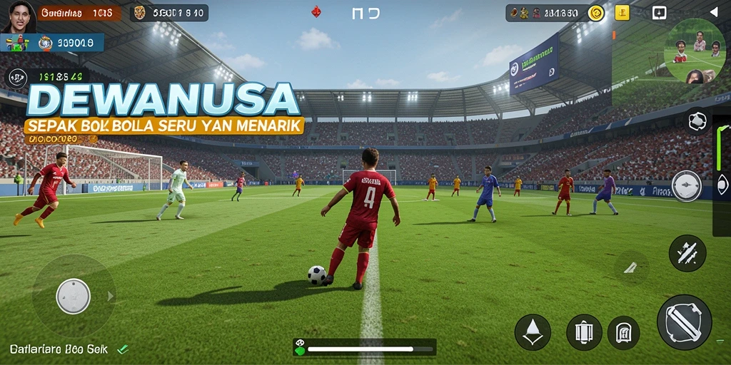 Tampilan screenshot <strong>DEWANUSA</strong> menunjukkan aksi seru di lapangan sepak bola.