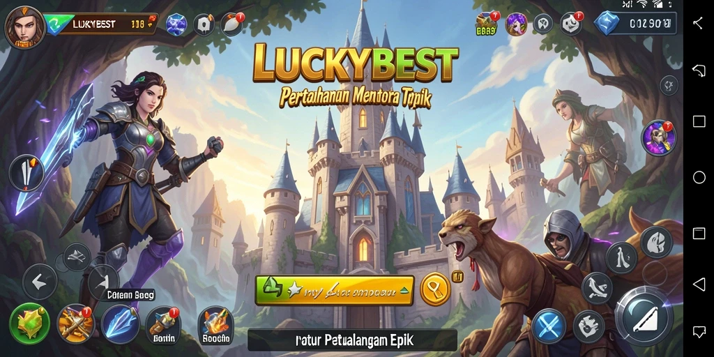 Tampilan menarik dari gameplay intens dalam LUCKYBEST Tower Defense.