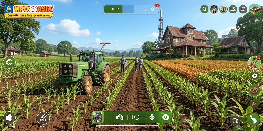 Screenshot gameplay MPO88ASIA menampilkan aktivitas bertani yang seru.