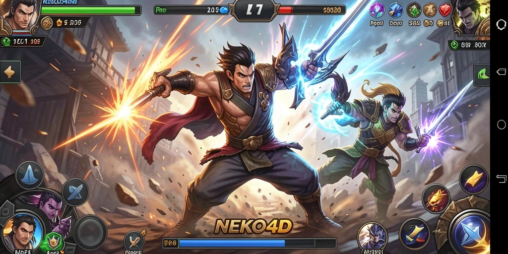 Gameplay seru NEKO4D dengan pertarungan yang intens.