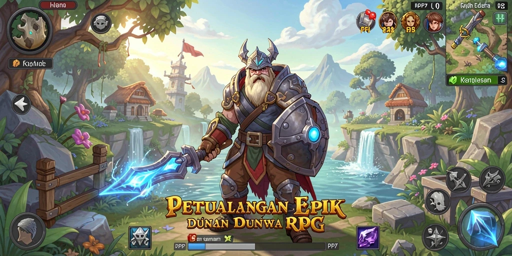 Tangkapan layar utama PP7, menampilkan pertarungan seru di dunia RPG.