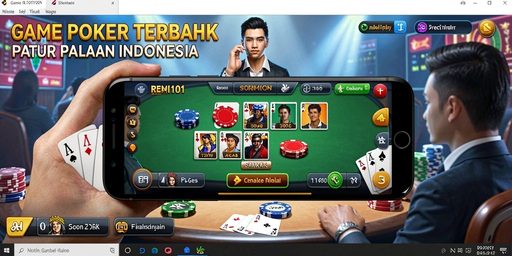 Tampilan utama gameplay Poker yang seru dalam REMI101.
