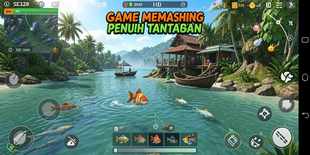 Tampilan gameplay SE328 dengan aksi memancing yang mendebarkan.